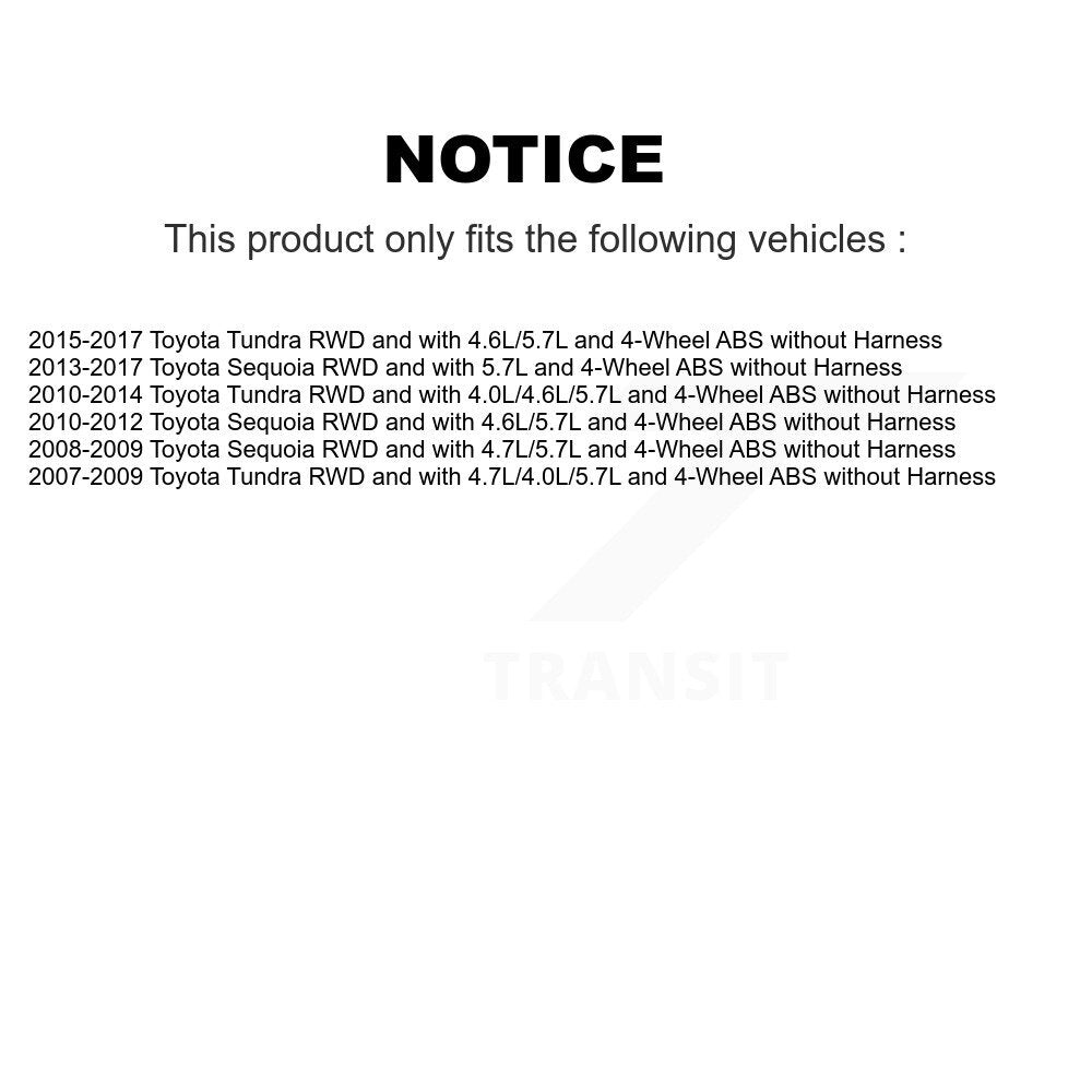 Kit de capteur ABS de roulement de moyeu de roue avant, pour Toyota Tundra Sequoia sans harnais