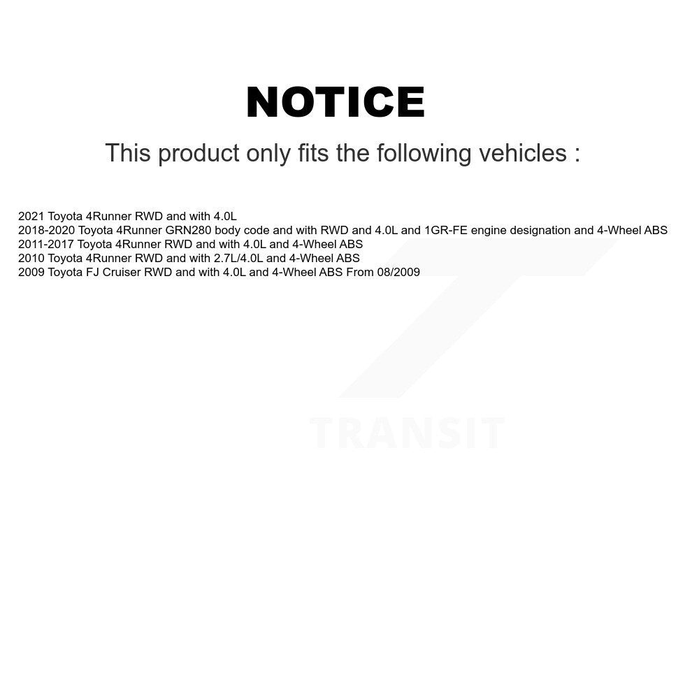 Kit de roulement de moyeu de roue avant et capteur ABS pour Toyota 4Runner FJ Cruiser