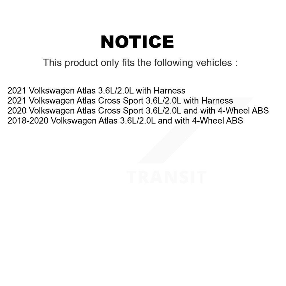 Kit de roulement de moyeu de roue avant et capteur ABS pour Volkswagen Atlas Cross Sport