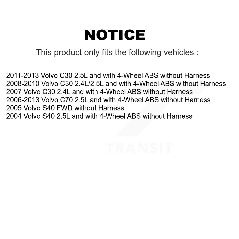 Kit de roulement de moyeu de roue avant et arrière et capteur ABS supplémentaire, pour Volvo C30 C70 S40