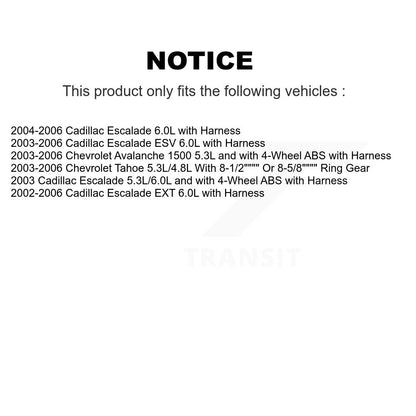 Kit de roulement et de capteurs de roue arrière, pour Chevrolet Avalanche 1500 Cadillac Tahoe EXT