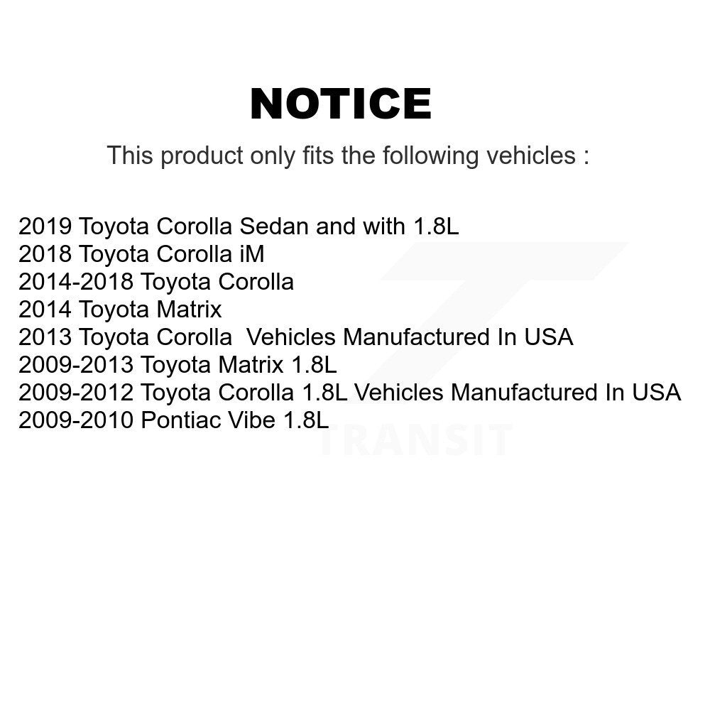 Kit de roulement de roue avant et d'extrémité de biellette de direction, pour Toyota Corolla Matrix Pontiac Vibe iM