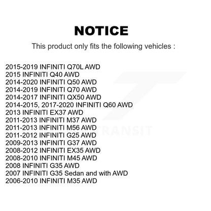 Kit de roulement de roue avant et d'extrémité de biellette de direction, pour INFINITI Q50 G37 QX50 EX35 G35 Q60 M3