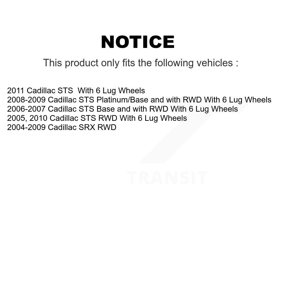 Ensemble de roulement de moyeu avant et Kit de liaison pour Cadillac SRX STS K7T-100521
