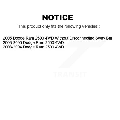 Ensemble de roulement de moyeu avant et Kit de liaison pour Dodge Ram 2500 3500 4WD K7T-100676