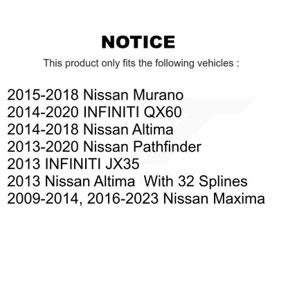 Kit de liaison d'assemblage de roulement de moyeu avant, pour Nissan Pathfinder Murano Altima INFINIT