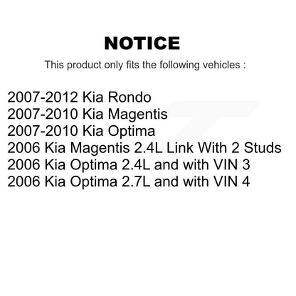 Kit de roulement de roue avant et de liaison de suspension pour Kia Rondo Optima Magentis