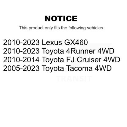 Kit de roulement de roue avant et d'extrémité de biellette de direction, pour Toyota Tacoma 4Runner Lexus GX460 F
