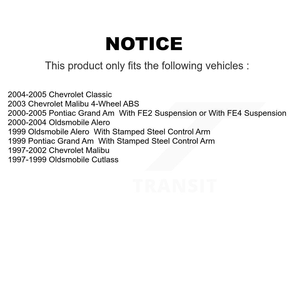 Kit de bras de commande inférieur et de liaison, roulement avant droit, pour Pontiac Grand Am Chevrolet