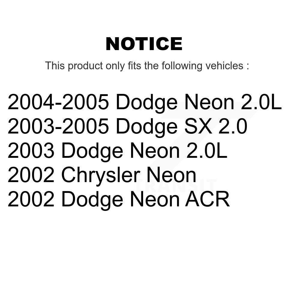 Kit de bras de commande inférieur et de liaison de roulement avant gauche pour Neon Dodge Chrysler SX 2.