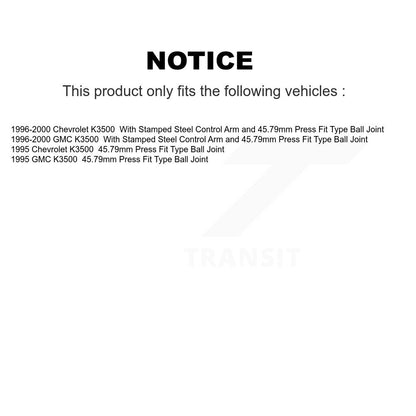 Kit de biellette et de liaison de rotule inférieure de roulement avant (5 pièces) pour K3500 Chevrolet GMC