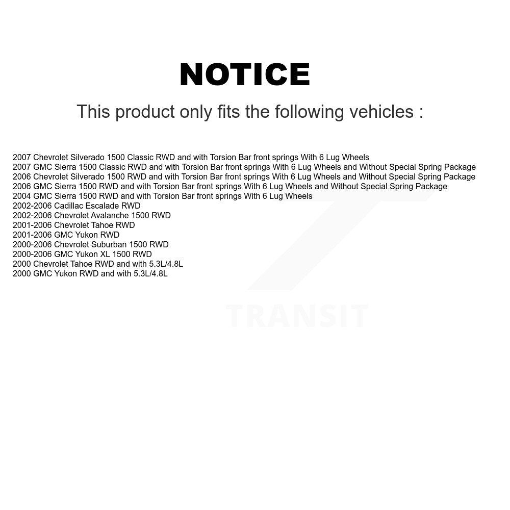 Kit de liaison de bras de commande supérieur inférieur, roulement avant gauche, pour Chevrolet GMC Sierra XL