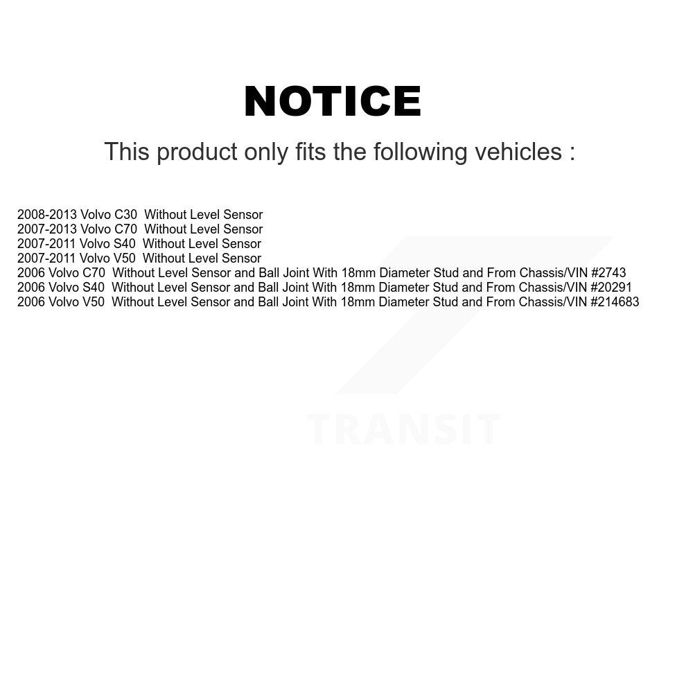Kit de biellette et de liaison de bras inférieur de roulement avant gauche, pour Volvo C30 S40 C70 V50