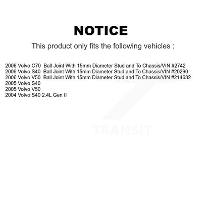 Kit de biellette et de liaison de bras de commande inférieur, roulement avant gauche (5 pièces) pour Volvo S40 V50