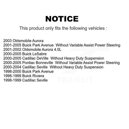 Kit de liaison de biellette de direction de bras inférieur de roulement avant droit (5 pièces) pour Buick LesSabre Cadillac