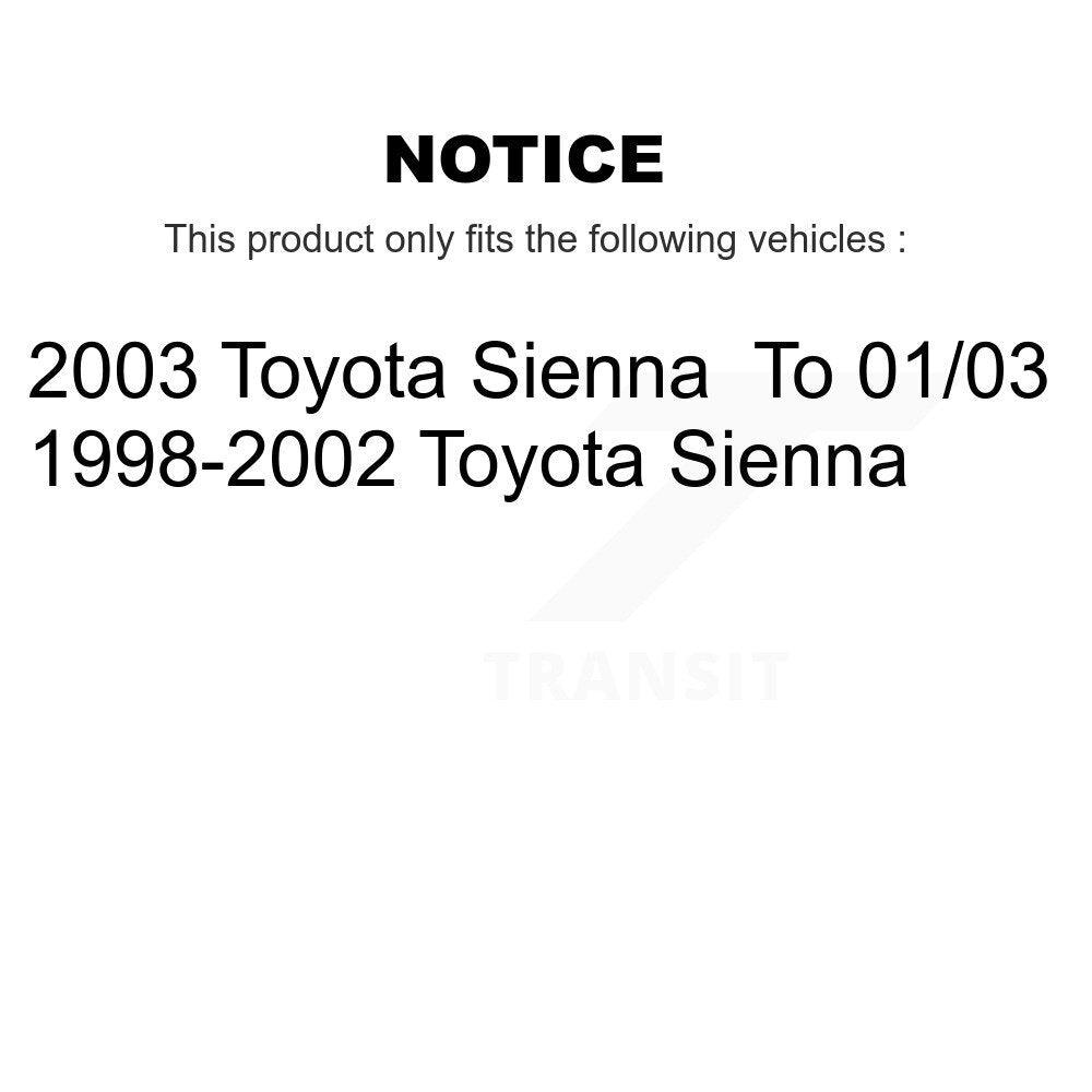 Kit de biellette de direction et de liaison extérieure de rotule inférieure de roulement avant (8 pièces) pour Toyota Sienna