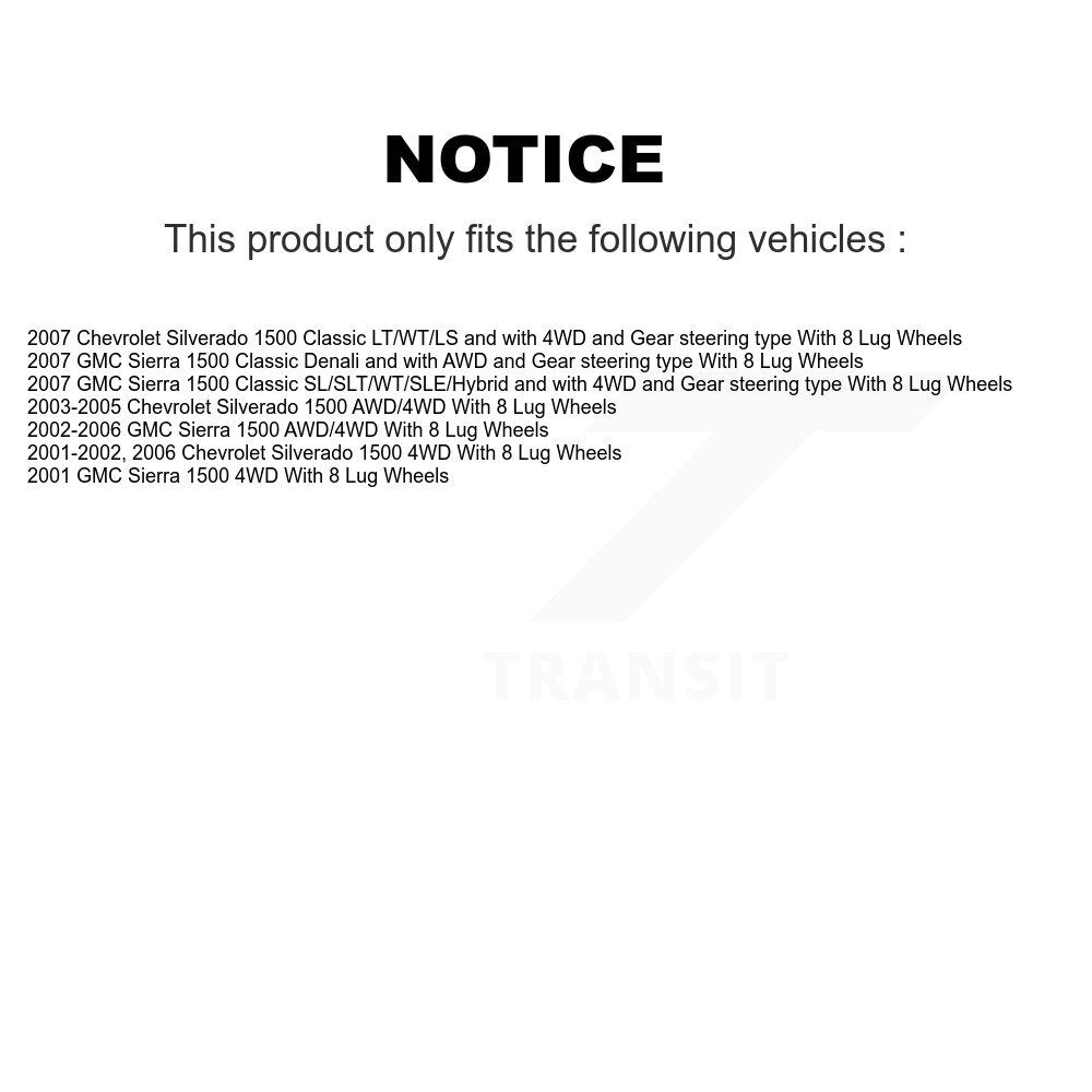 Kit de biellette et de liaison de rotule inférieure de roulement avant, pour Chevrolet Silverado