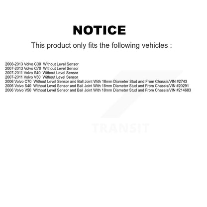 Kit de biellette de direction et de liaison extérieure, bras de commande inférieur, roulement avant (8 pièces) pour Volvo C30 S4