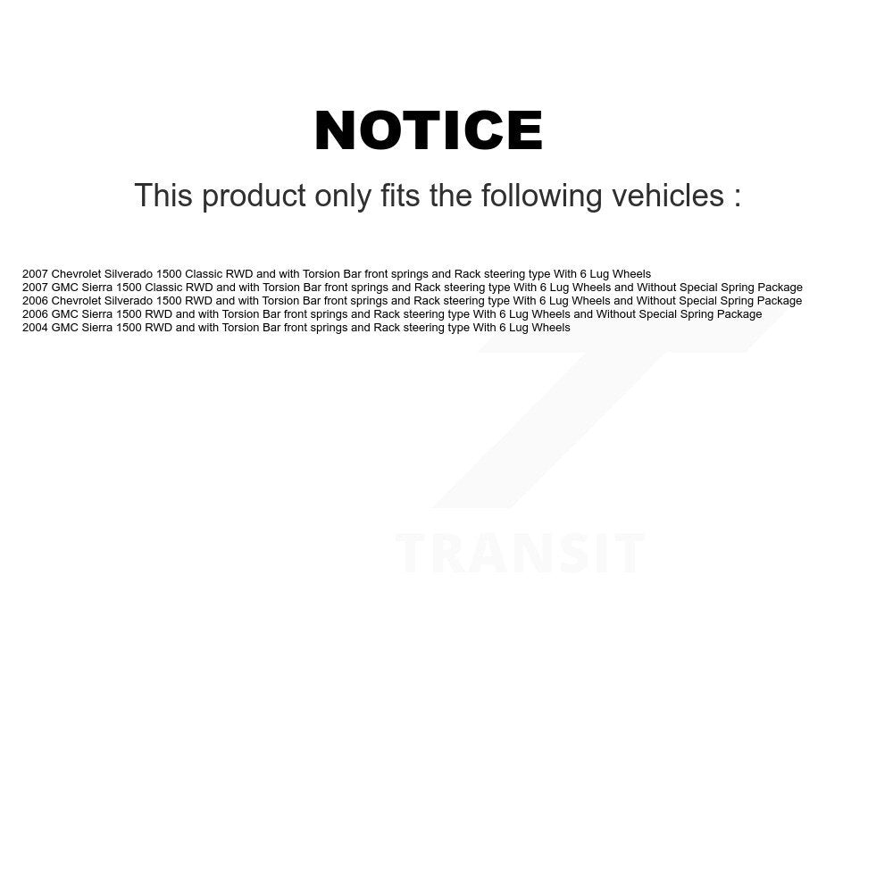Kit de liaison de biellette de direction extérieure, bras supérieur inférieur et roulement avant (10 pièces) pour GMC Sierra 1500