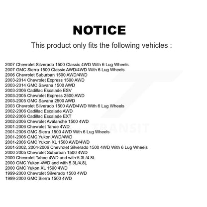 Kit de liaison de bras de commande inférieur et supérieur, roulement avant (8 pièces) pour Chevrolet GMC Silverad