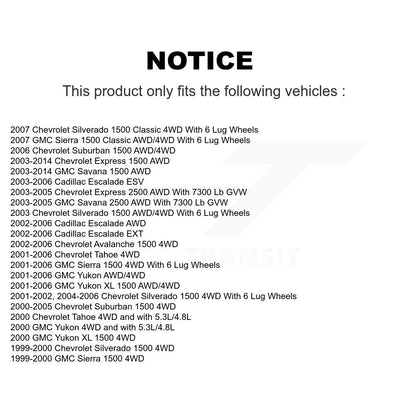 Kit de liaison de bras de commande inférieur et supérieur, roulement avant (8 pièces) pour Chevrolet GMC Silverad