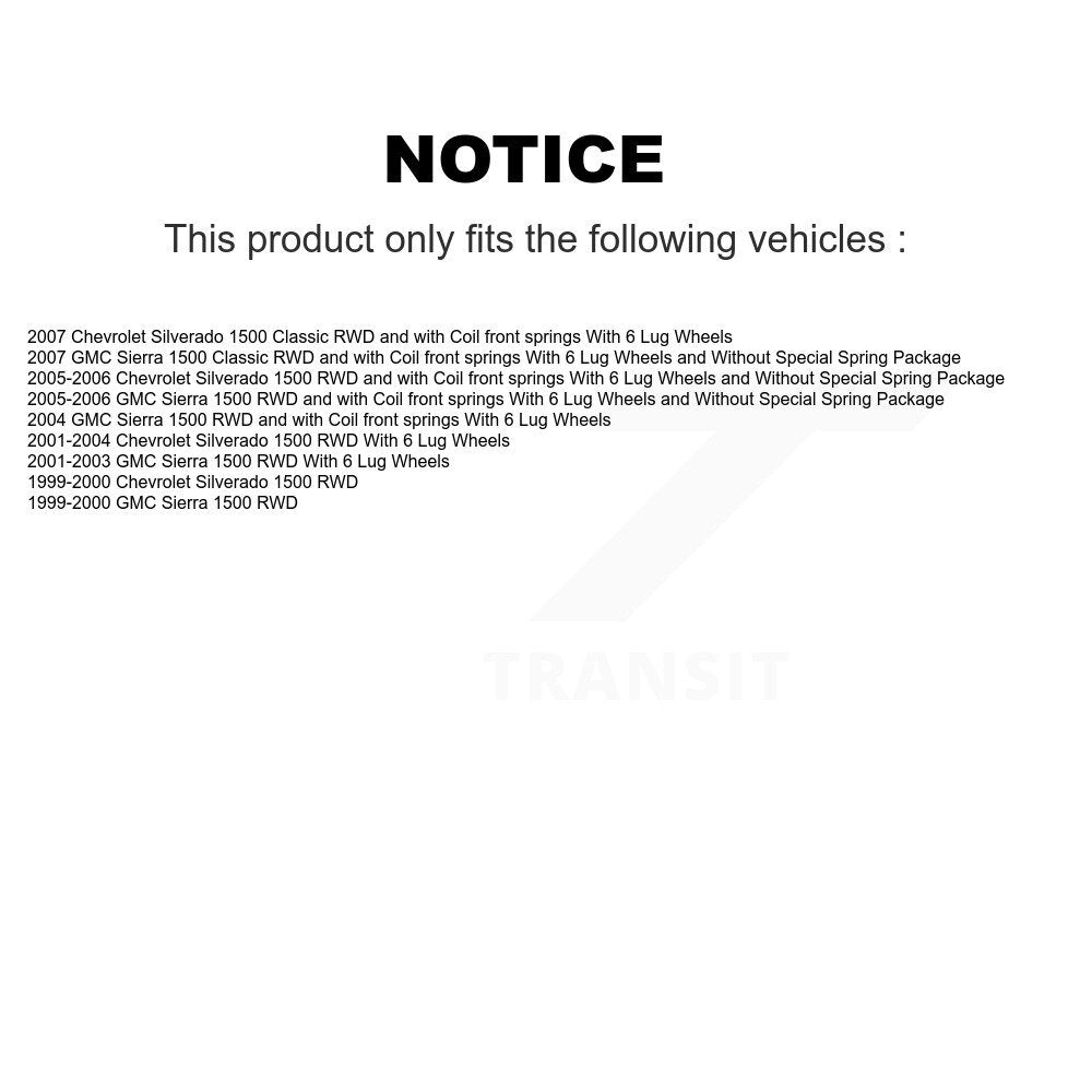 Kit de liaison de bras de commande inférieur et supérieur, roulement avant (8 pièces) pour Chevrolet Silverado GM