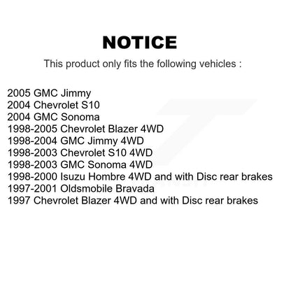 Kit de rotors de frein à disque avant et arrière, pour Chevrolet GMC Blazer S10 Jimmy Sonoma Isuz