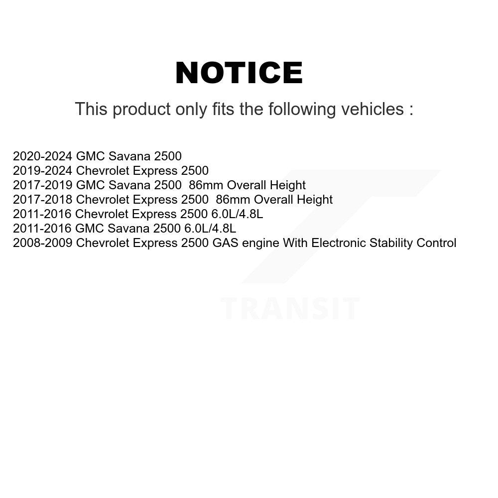 Kit de rotors de frein à disque avant et arrière, pour GMC Savana 2500 Chevrolet Express K8-10099