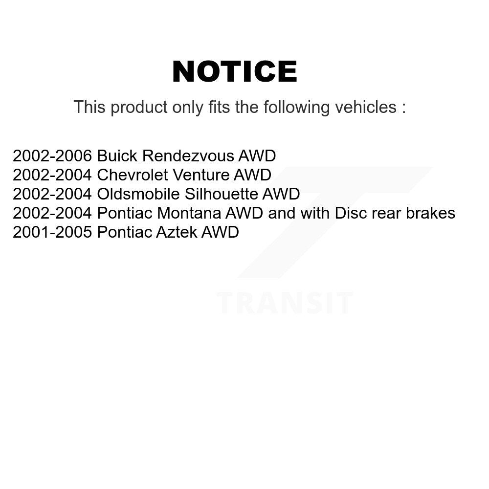 Kit de disques de frein avant et arrière, pour Buick rendez-vous Pontiac Montana Chevrolet Azte