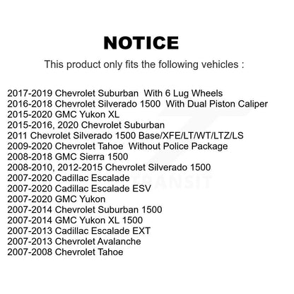 Kit de disques de frein avant et arrière, pour Chevrolet GMC Sierra 1500 Silverado Tahoe Yukon