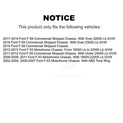 Kit de rotors de frein à disque avant et arrière, pour châssis de camping-car Ford F-53, F-59 commercial