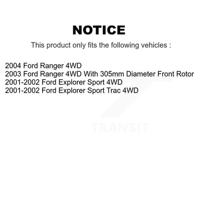 Kit de rotors de frein à disque avant et arrière, pour Ford Ranger Explorer Sport Trac 4WD