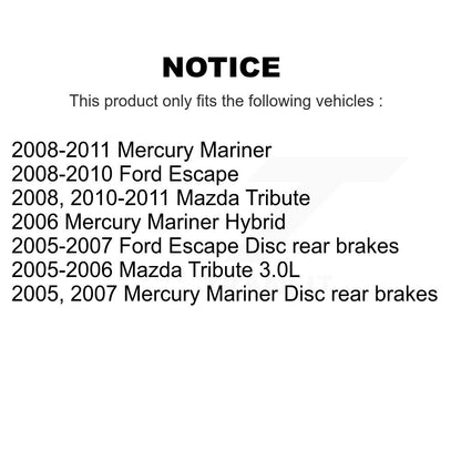 Kit de rotors de frein à disque avant et arrière, pour Ford Escape Mazda hommage Mercury Mariner