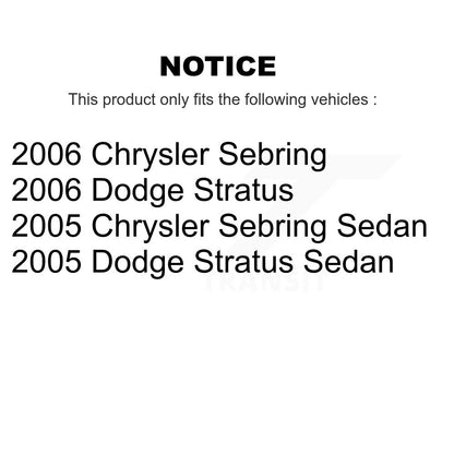Kit de rotors de frein à disque avant et arrière, pour Chrysler Sebring Dodge Stratus K8-101165