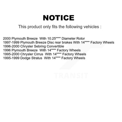 Kit de rotors de frein avant et arrière, pour Chrysler Sebring Cirrus Dodge Stratus Plymouth
