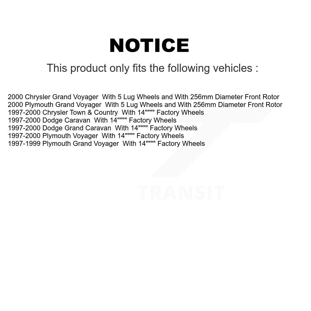 Kit de disques de frein avant et arrière, pour Dodge caravane Grand Plymouth Voyager Chrysler &