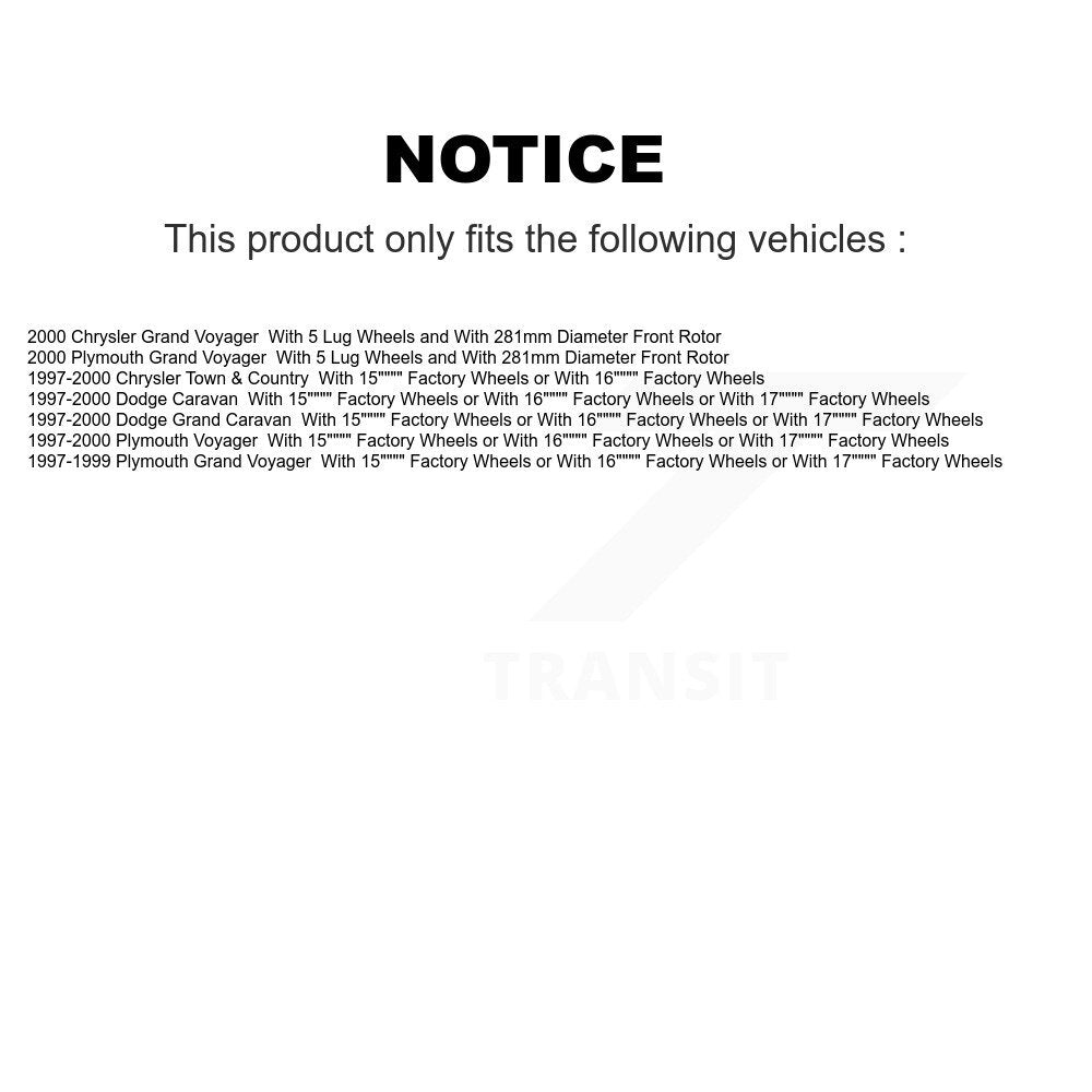 Kit de disques de frein avant et arrière, pour Dodge caravane Grand Plymouth Voyager Chrysler &