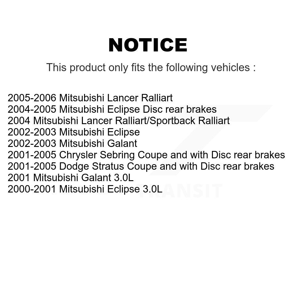 Kit de Rotor de frein avant et arrière, pour Chrysler Sebring Mitsubishi Lancer Eclipse Galan