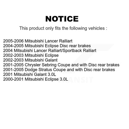 Kit de Rotor de frein avant et arrière, pour Chrysler Sebring Mitsubishi Lancer Eclipse Galan