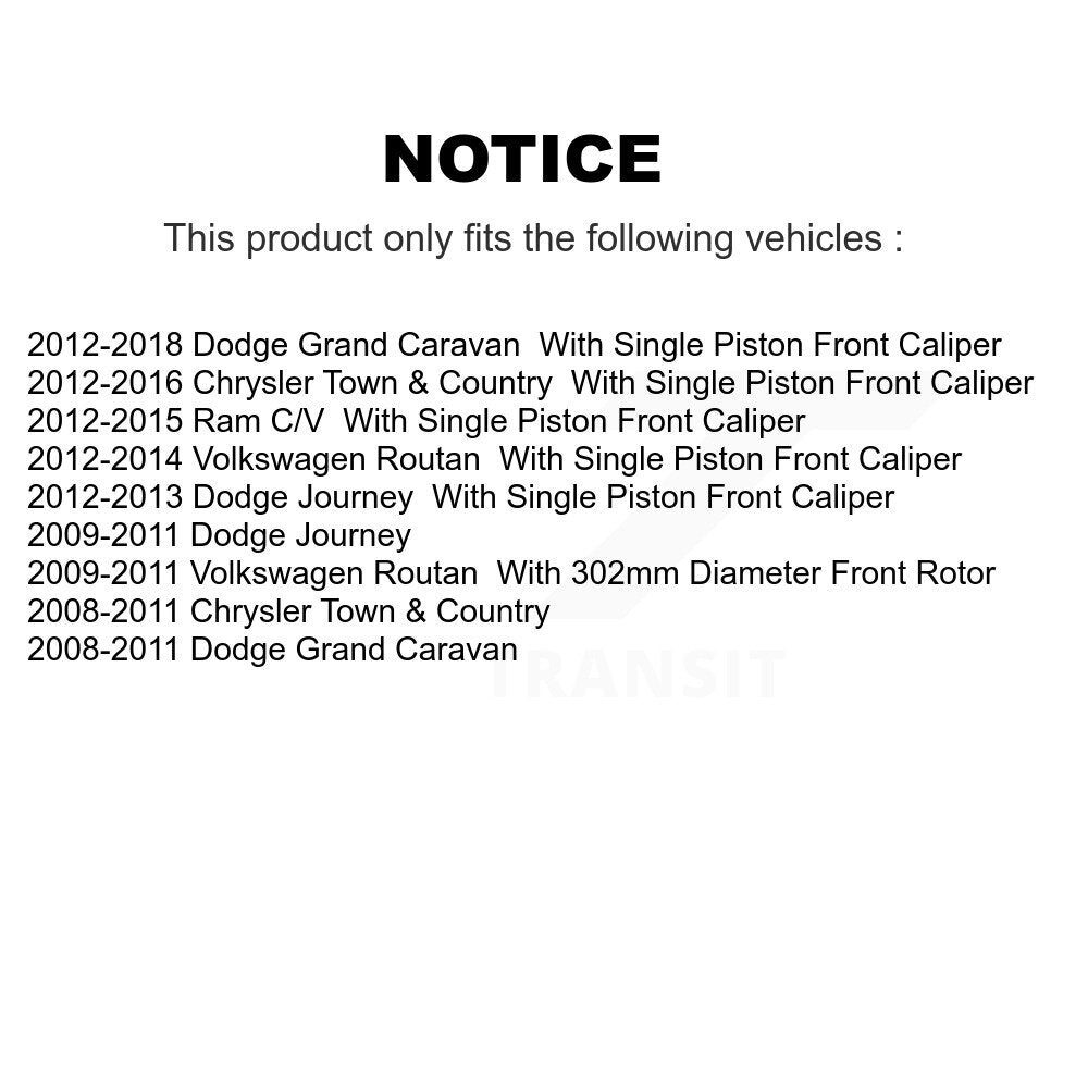 Kit de disques de frein avant et arrière, pour Dodge Grand Caravan Journey Chrysler Town & Ram