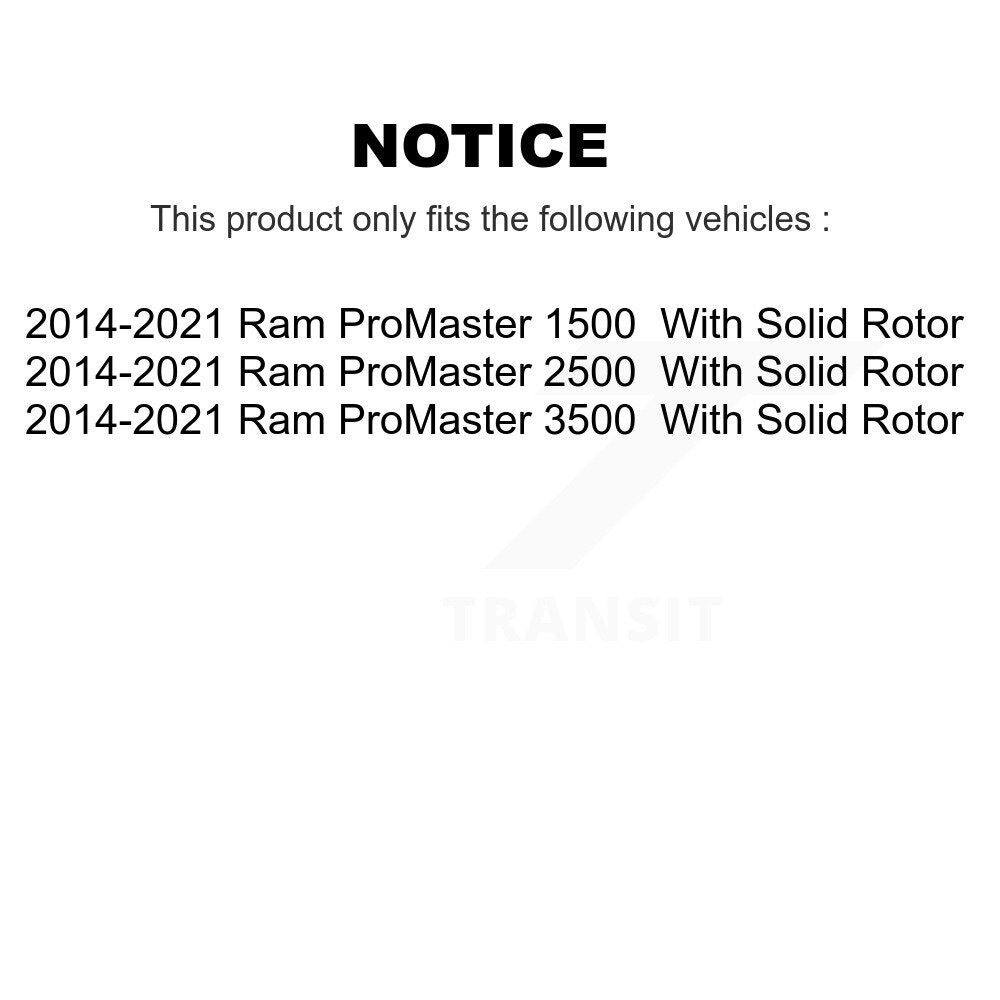 Kit de rotors de frein avant et arrière pour Ram ProMaster 2500 3500 1500 avec rotor solide