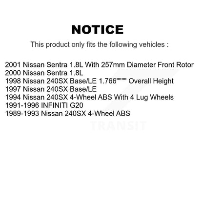 Kit de rotors de frein à disque avant et arrière, pour Nissan 240SX Sentra INFINITI G20 K8-101231