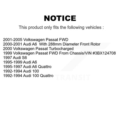 Kit de rotors de frein à disque avant et arrière, pour Volkswagen Passat Audi 100 Quattro A6 S6