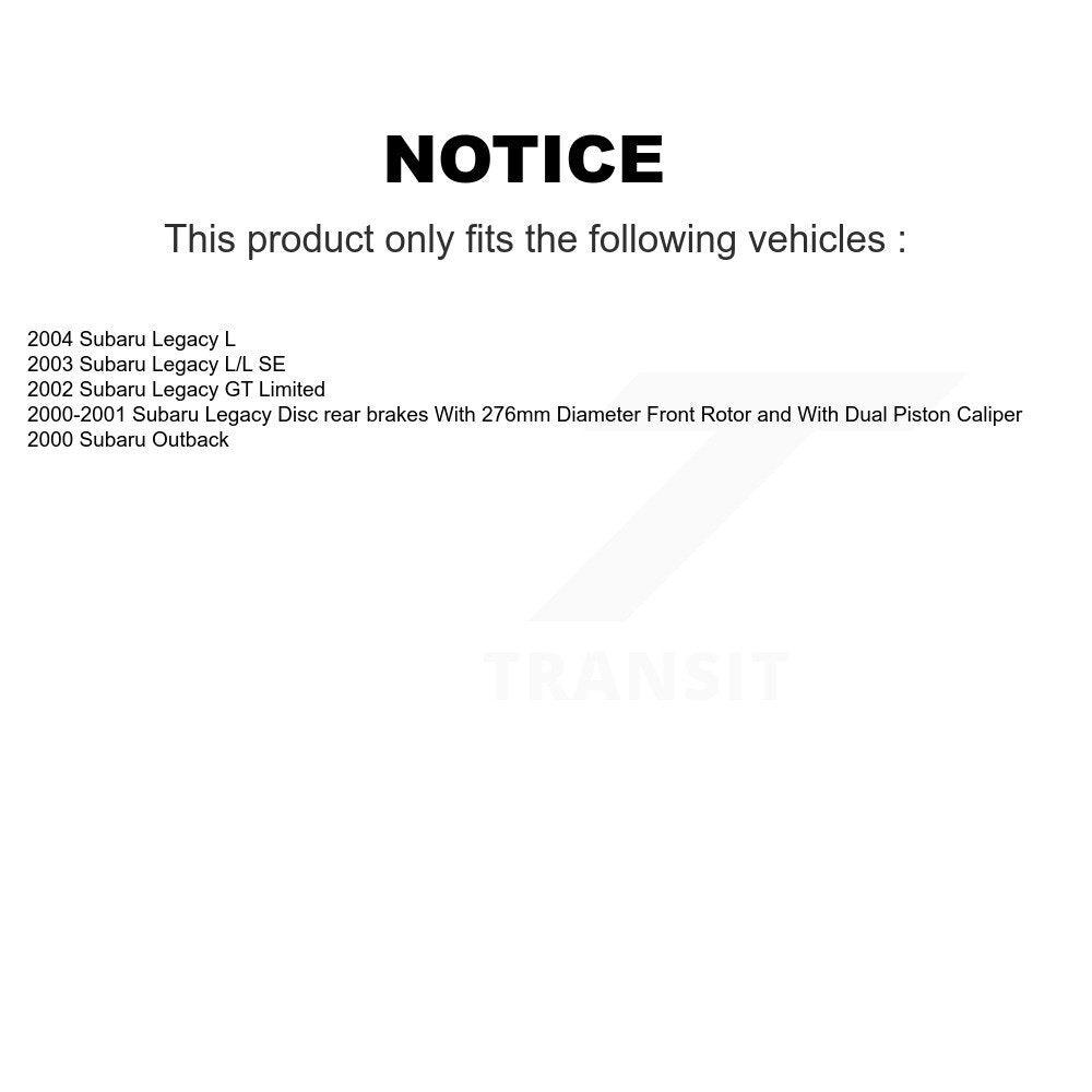 Kit de disques de frein à disque avant et arrière, pour Subaru Legacy Outback K8-101261