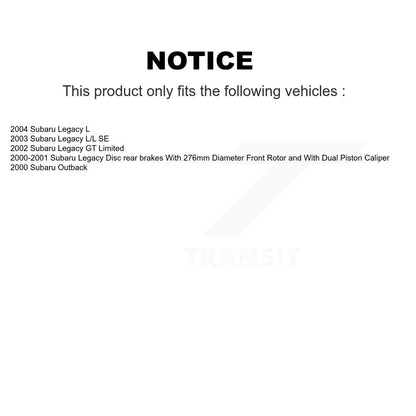 Kit de disques de frein à disque avant et arrière, pour Subaru Legacy Outback K8-101261
