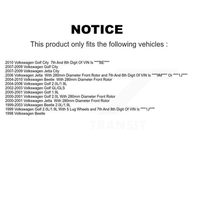 Kit de rotors de frein à disque avant et arrière, pour Volkswagen Jetta Golf Beetle City K8-10127