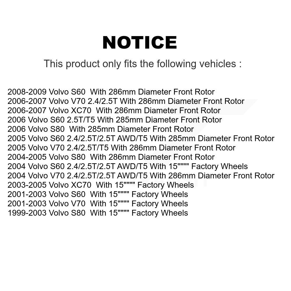 Kit de rotors de frein à disque avant et arrière, pour Volvo S60 XC70 V70 S80 K8-101317