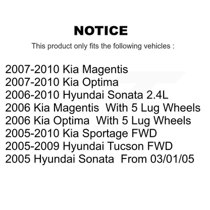 Kit de rotors de frein à disque avant et arrière, pour Hyundai Sonata Tucson Kia Sportage Optima