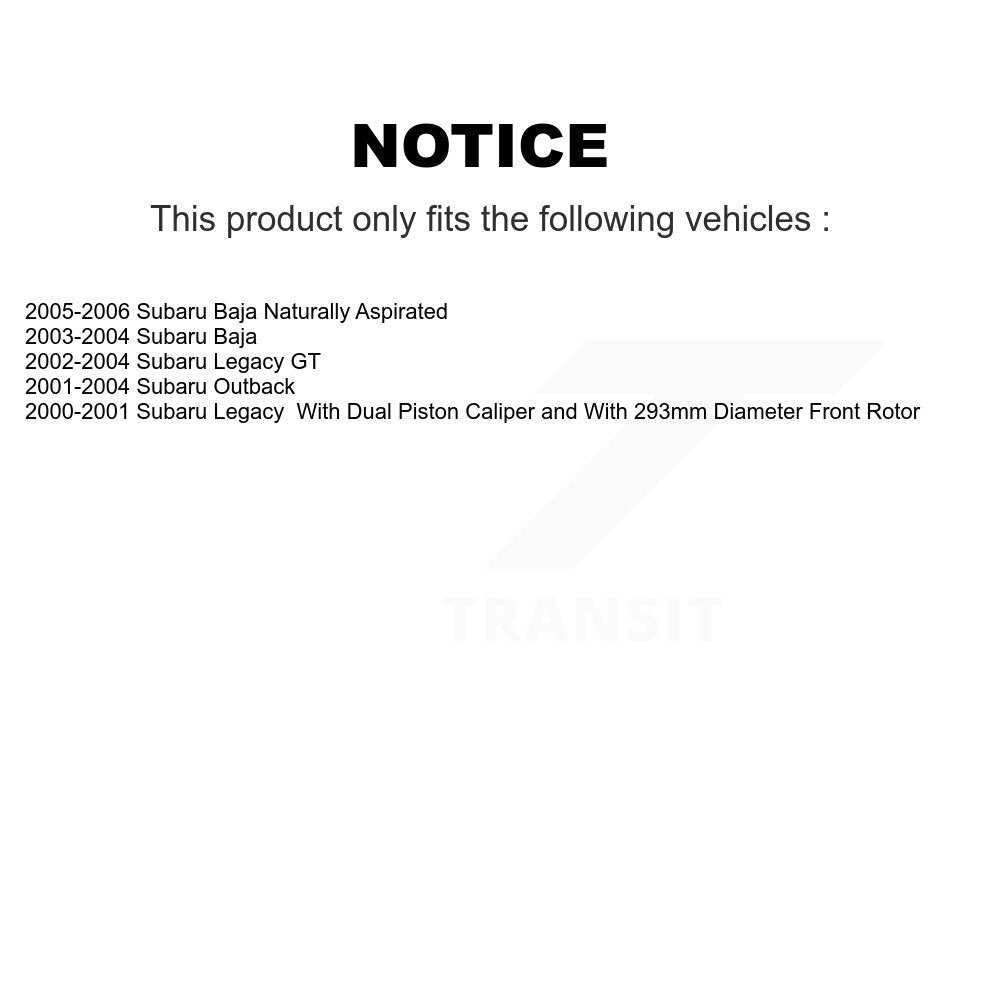 Kit de rotors de frein à disque avant et arrière, pour Subaru Outback Legacy Baja K8-101351