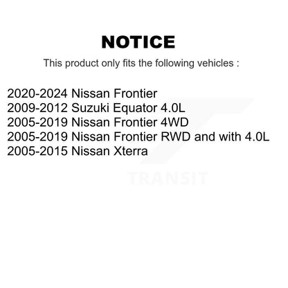 Kit de rotors de frein à disque avant et arrière, pour Nissan Frontier Xterra Suzuki Equator